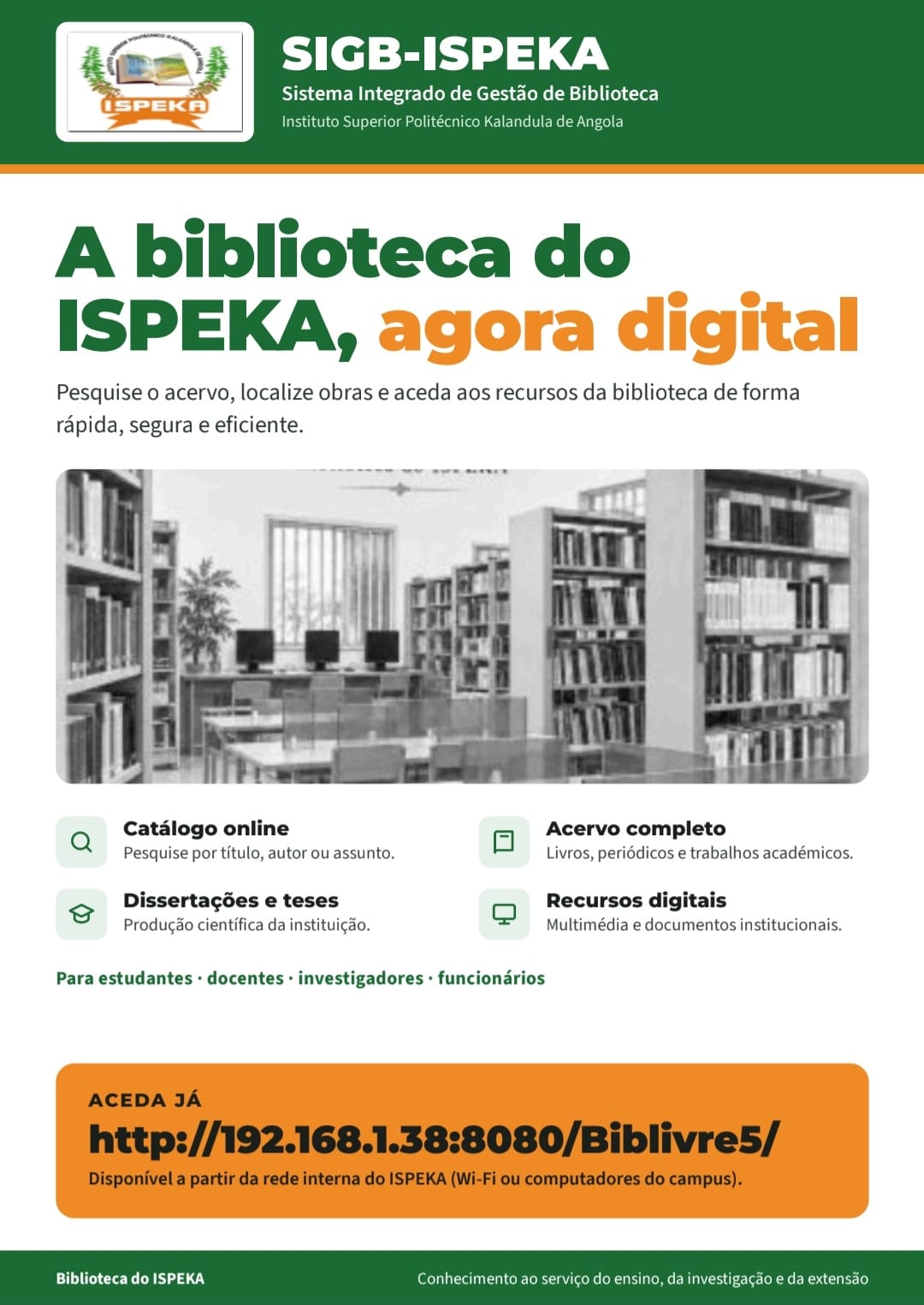 A Biblioteca do ISPEKA, Agora Digital — imagem 2